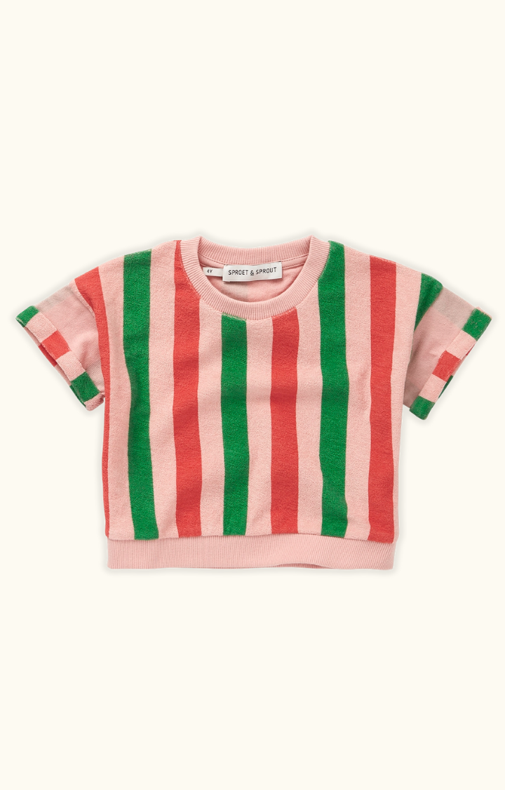 T-shirt - Cropped Tricolore Strepen